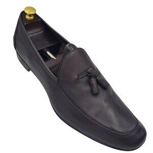 Italy Ermenegildo Zegna Men's Size 13US/12EU Brown leather tasseled loafer shoes